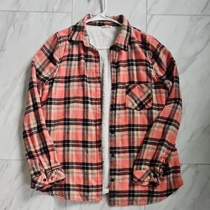 Plaid Flannel Shirt with Sherpa Lining